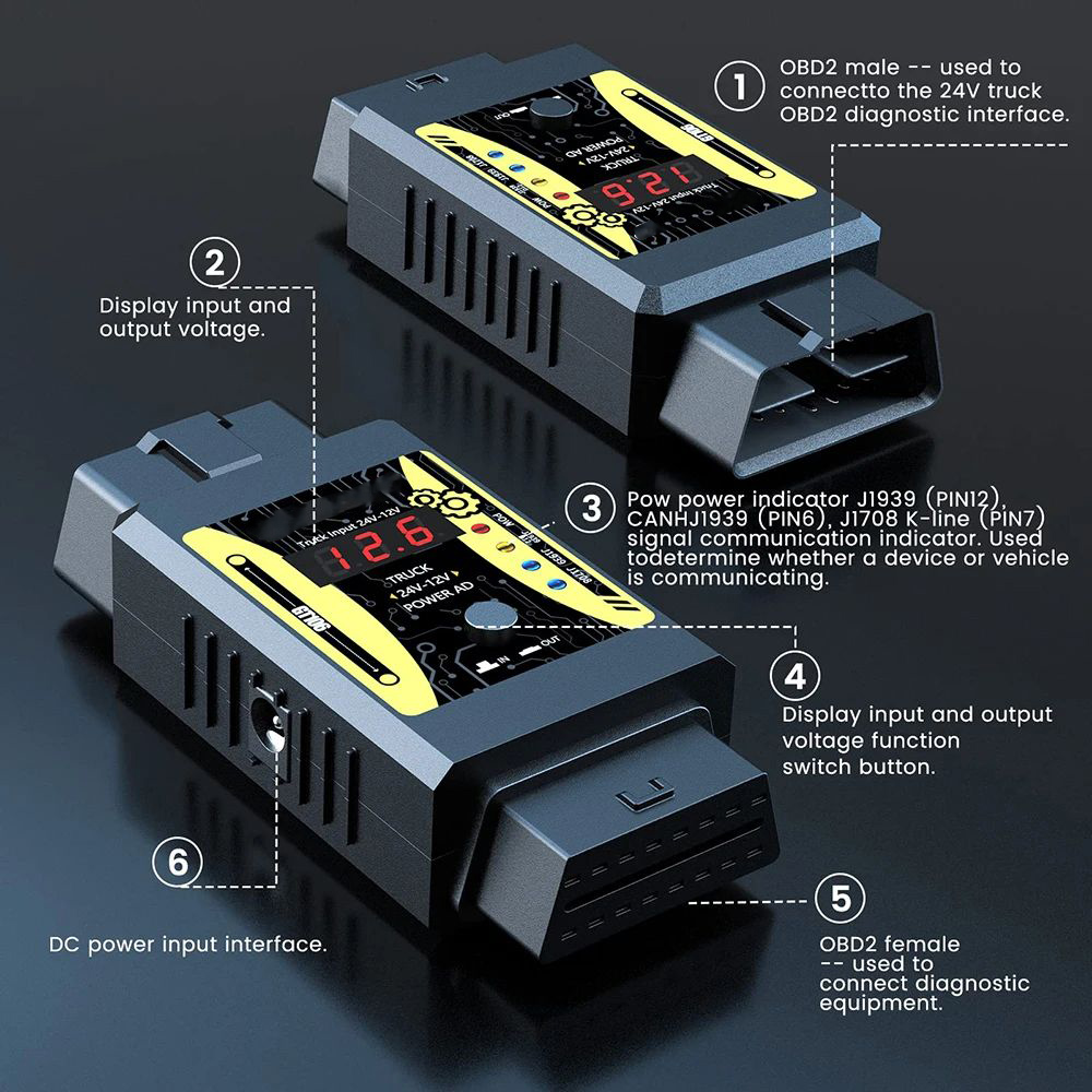 Godiag GT106 Plus 대형 트럭 어댑터 24 - Power Tools Technician 리뷰 및 가격